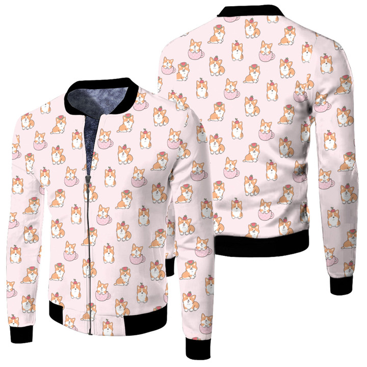 1sttheworld Clothing - Cute Cartoon Corgi Dog - Fleece Winter Jacket A7 | 1sttheworld