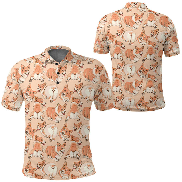 1sttheworld Clothing - Pattern of Corgi Dog - Polo Shirts A7 | 1sttheworld