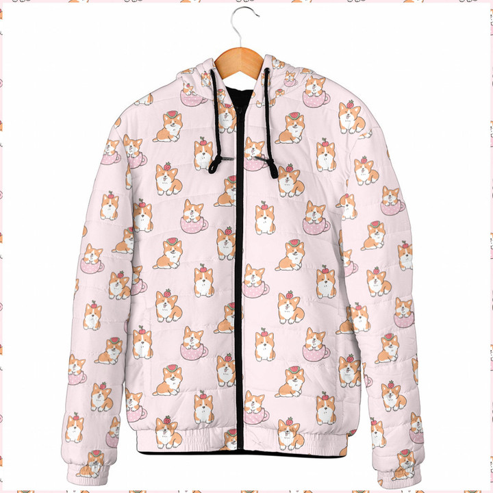 1sttheworld Clothing - Cute Cartoon Corgi Dog - Hooded Padded Jacket A7 | 1sttheworld