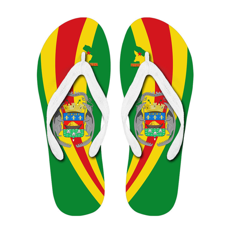 1sttheworld Flip Flop - French Guiana Special Flag Flip Flop A35