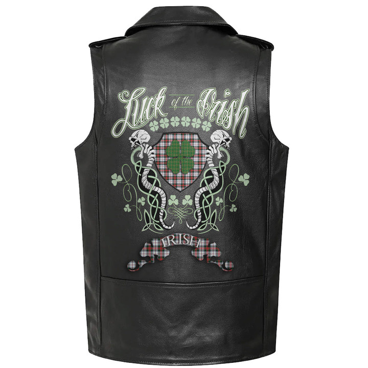 1sttheworld Clothing - MacDuff Dress Modern Tartan Luck of the Irish Sleeve Leather Sleeveless Biker Jacket A35