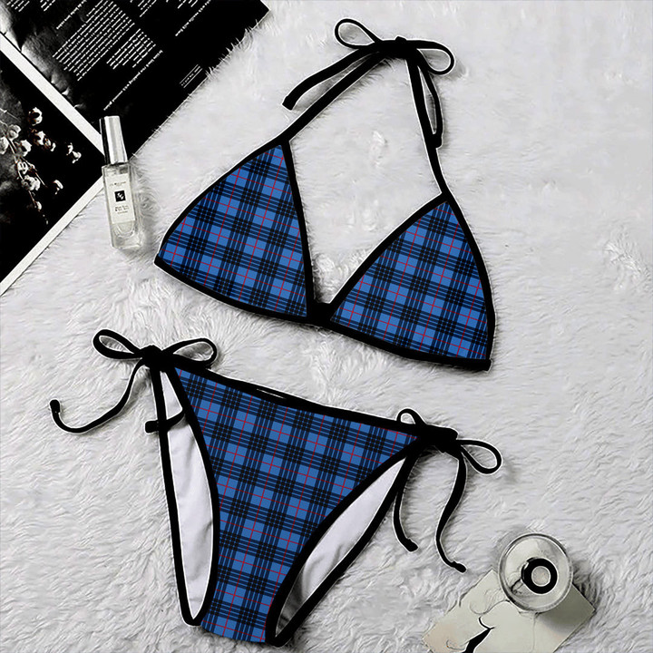 1sttheworld Clothing - MacKay Blue Tartan 2 Piece Bikini A35