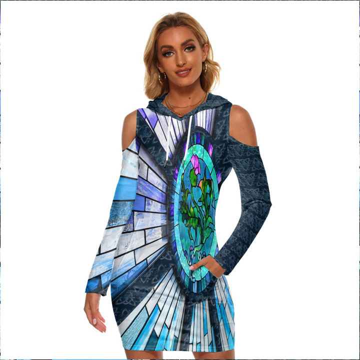 Thistle Scotland Celtic Knot and Strained Window Blue Style Women's Tight Dress A94 | 1stIreland