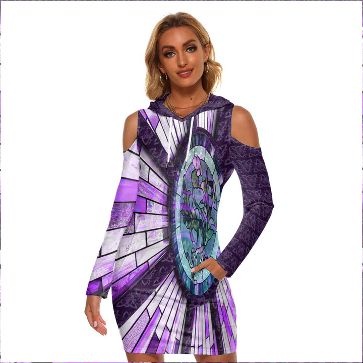 Thistle Scotland Celtic Knot and Strained Windown Purple Style Women's Tight Dress A94 | 1stIreland