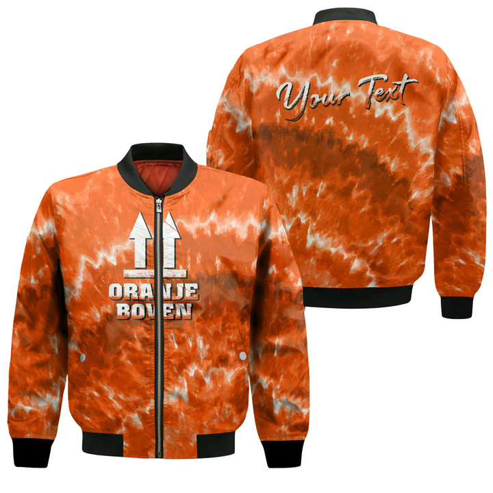 1sttheworld Clothing - Netherlands King's Day - Oranje Boven Tie Dye Style - Zip Bomber Jacket A7 | 1sttheworld