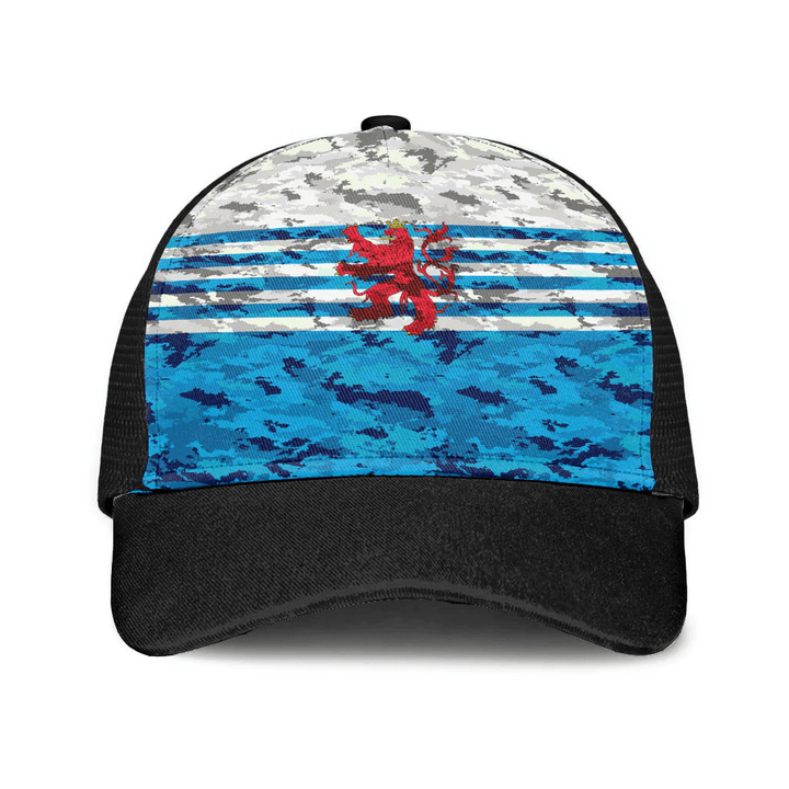 1sttheworld Cap - Civil Ensign Of Luxembourg Mesh Back Cap - Camo Style A7 | 1sttheworld