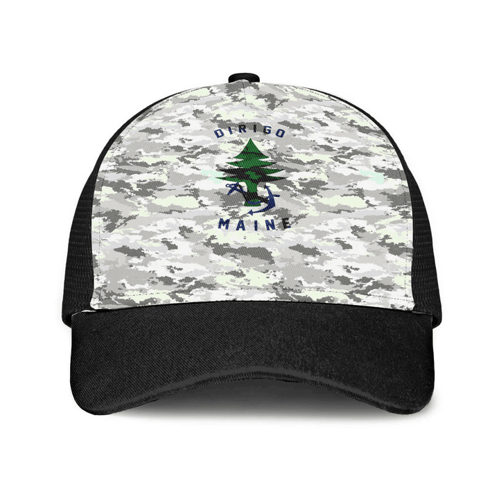 1sttheworld Cap - Naval Ensign Of Maine Mesh Back Cap - Camo Style A7 | 1sttheworld