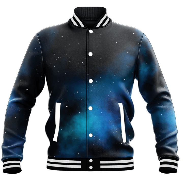 1sttheworld Clothing - Galaxy Black and Blue Background Baseball Jacket Galaxy A35