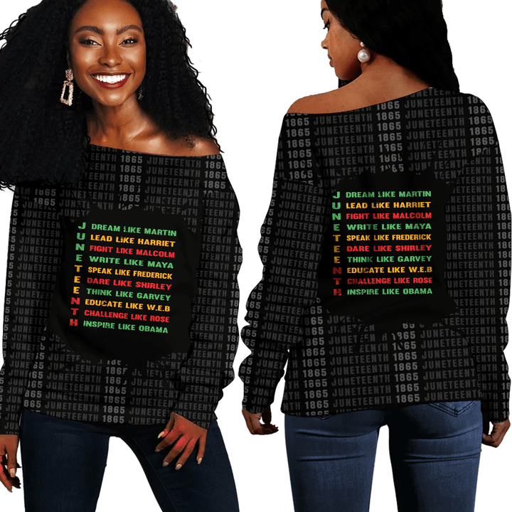 1sttheworld Clothing - Juneteenth Freedom Off Shoulder Sweaters A31