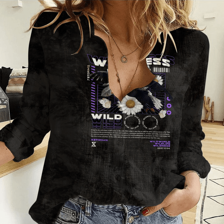 1sttheworld Clothing - Wildworld Wildlife - Women Casual Shirt A7 | 1sttheworld
