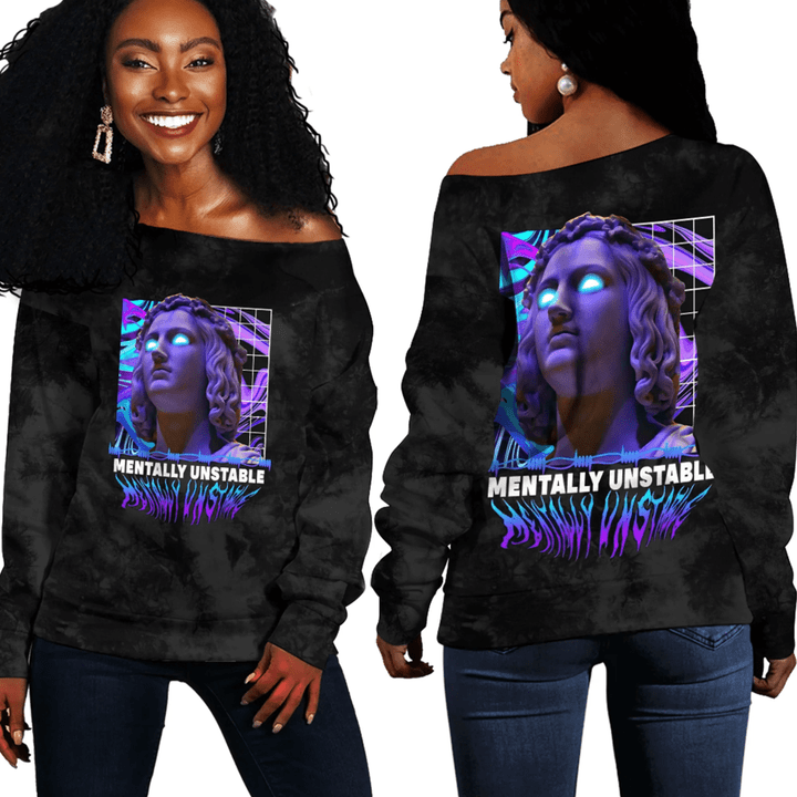 1sttheworld Clothing - Mentally Unstable - Off Shoulder Sweaters A7 | 1sttheworld