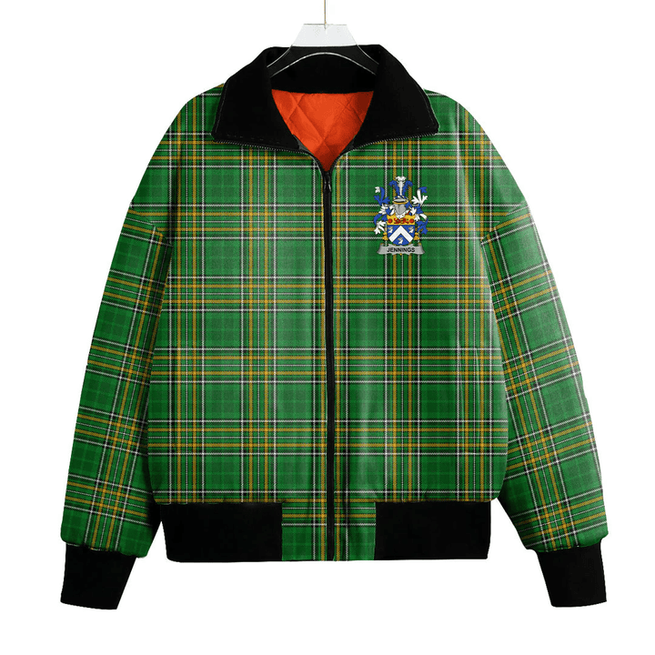 1sttheworld Ireland Jacket - Jennings or Jennyns Irish Family Crest Unisex Knitted Fleece Lapel Outwear - Irish National Tartan A7 | 1sttheworld