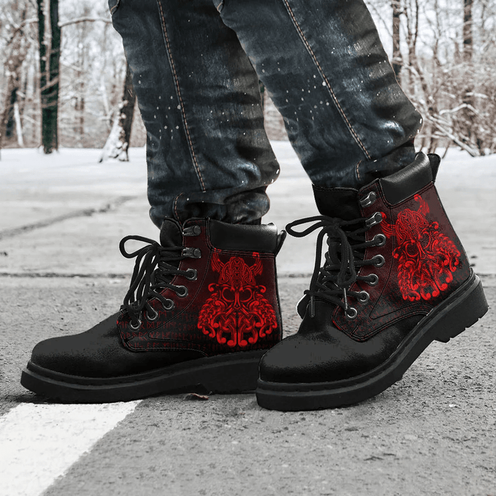 1sttheworld - Boots Vikings Odin Valhalla Red All-Season Boots A7