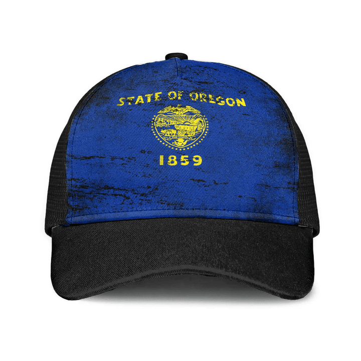 1sttheworld Cap - Flag Of Oregon Mesh Back Cap - Special Grunge Style A7 | 1sttheworld