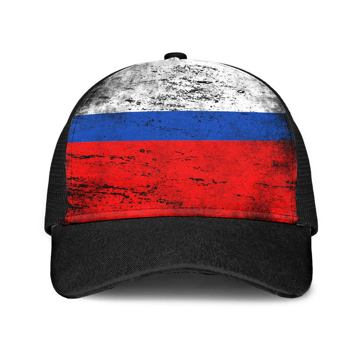 1sttheworld Cap - Flag Of Russia Mesh Back Cap - Special Grunge Style A7 | 1sttheworld