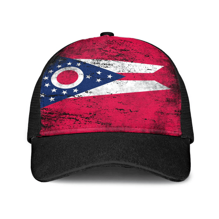 1sttheworld Cap - Flag Of The Us State Of Ohio Mesh Back Cap - Special Grunge Style A7 | 1sttheworld