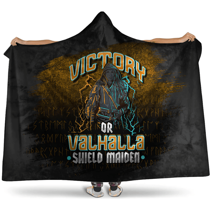 1sttheworld Hooded Blanket - Vikings Victory Or Valhalla Hooded Blanket A7 | 1sttheworld