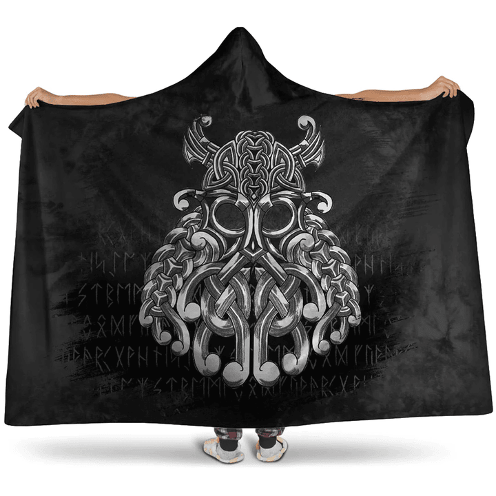 1sttheworld Hooded Blanket - Vikings Odin Valhalla Green Hooded Blanket A7 | 1sttheworld