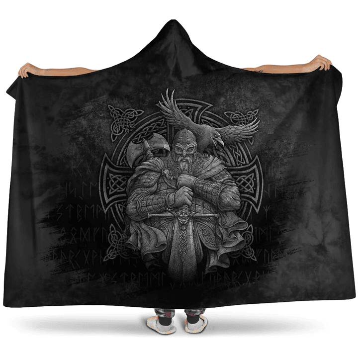 1sttheworld Hooded Blanket - Vikings Odin Nordic Style Hooded Blanket A7 | 1sttheworld