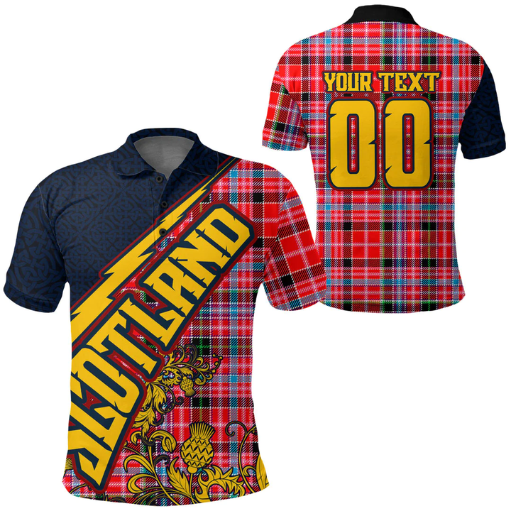 (Custom) 1sttheworld Clothing - Aberdeen District Tartan Polo Shirt Royal Thistle New Style A7 | 1sttheworld