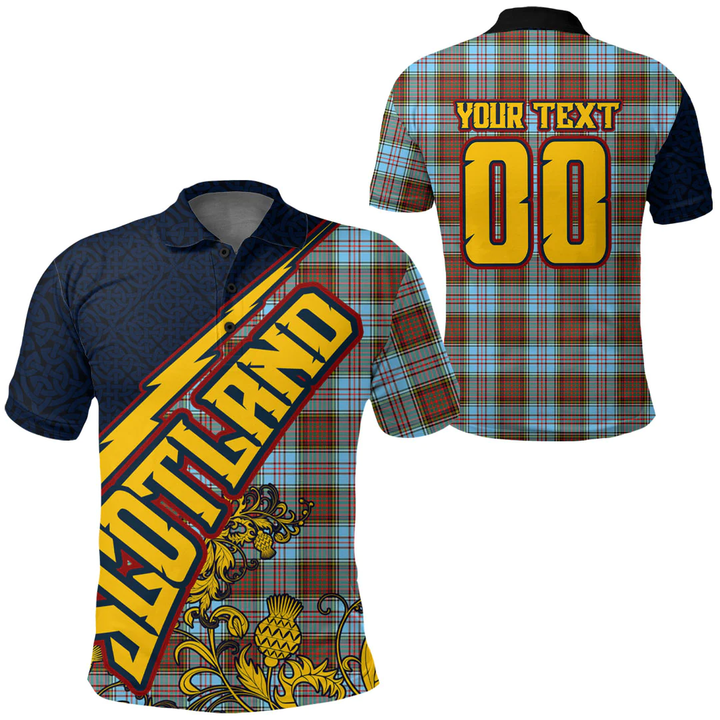 (Custom) 1sttheworld Clothing - Anderson Ancient Tartan Polo Shirt Royal Thistle New Style A7 | 1sttheworld