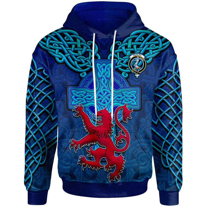 1sttheworld Hoodie - Paisley _or Pasley_ Scottish Family Crest Hoodie - Scotland Lion Celtic Cross A7 | 1sttheworld