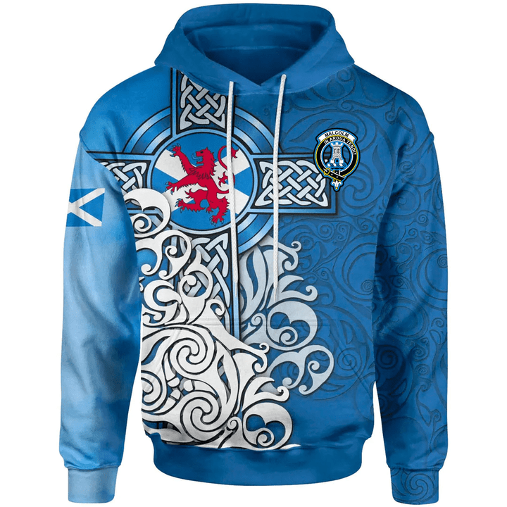1sttheworld Hoodie - Malcolm _or MacCallum_ Scottish Family Crest Hoodie - Scottish Flag and Lion A7 | 1sttheworld