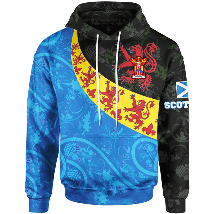 1sttheworld Hoodie - Skirving Hoodie - Scottish Lion with Thistle Patterns A7 | 1sttheworld