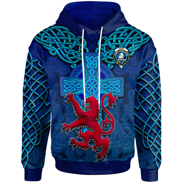 1sttheworld Hoodie - Home _or Hume_ Scottish Family Crest Hoodie - Scotland Lion Celtic Cross A7 | 1sttheworld