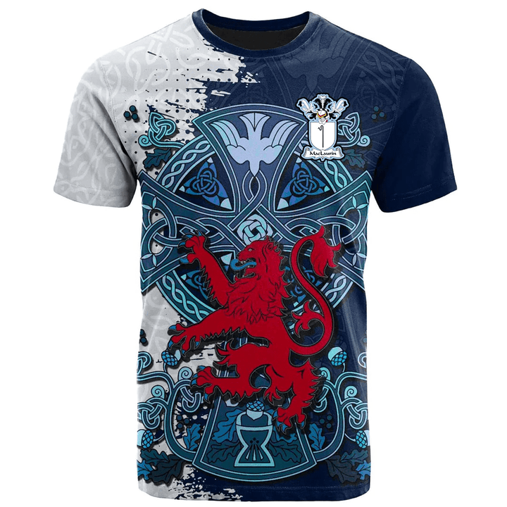 1sttheworld Tee - MacLaurin or McLaurin Family Crest Lion Rampant With ...
