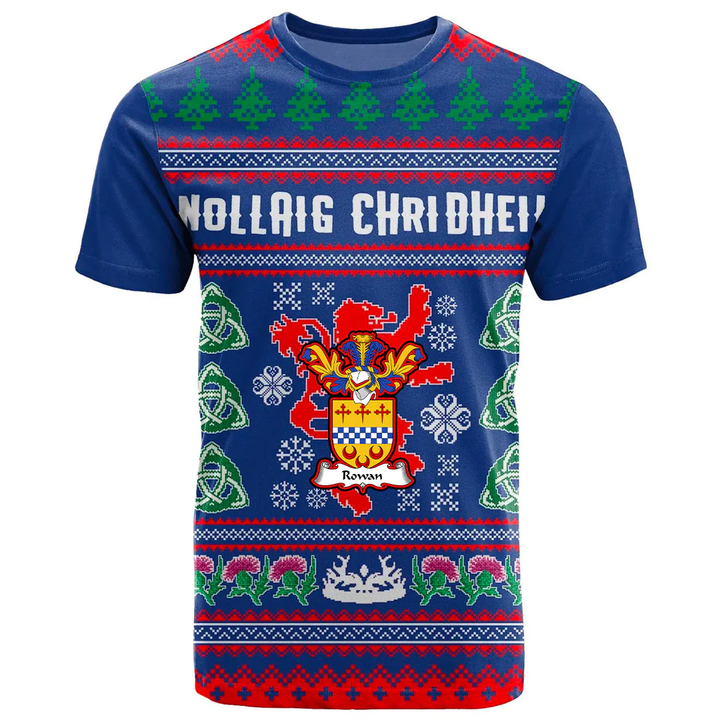 1sttheworld Tee - Rowan Family Crest Scotland Lion Christmas T-Shirt A7 | 1sttheworld