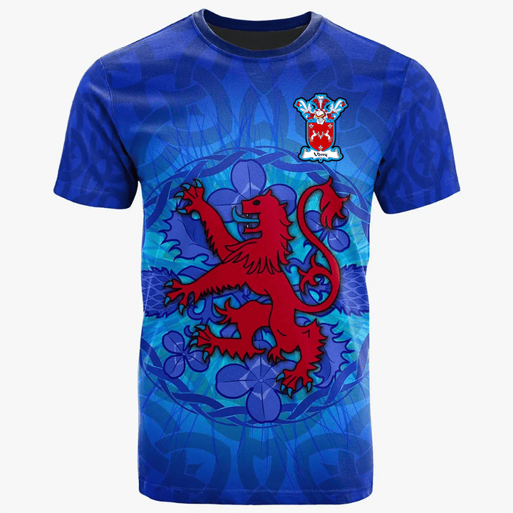 1sttheworld Tee - Udny Family Crest Lion With Scotland Thistle T-Shirt A7 | 1sttheworld