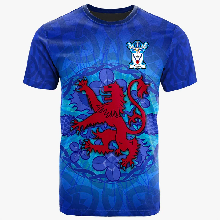 1sttheworld Tee - Pearson Family Crest Lion With Scotland Thistle T-Shirt A7 | 1sttheworld