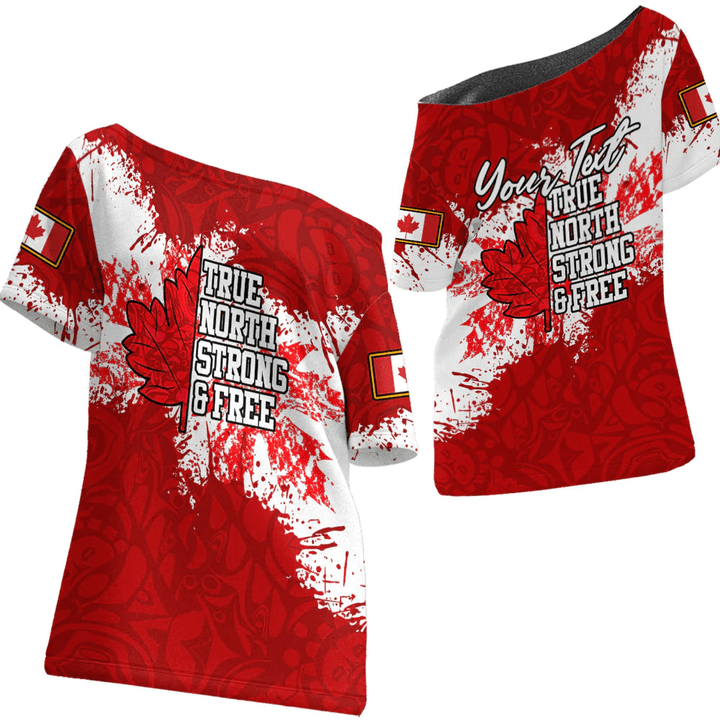1sttheworld Clothing - Canada Haida True North Strong And Free - Red Version - Off Shoulder T-Shirt A7 | 1sttheworld