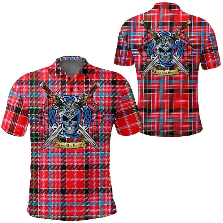 1sttheworld Clothing - Aberdeen District Tartan Polo Shirt Celtic Scottish Warrior - Golf Shirt A7
