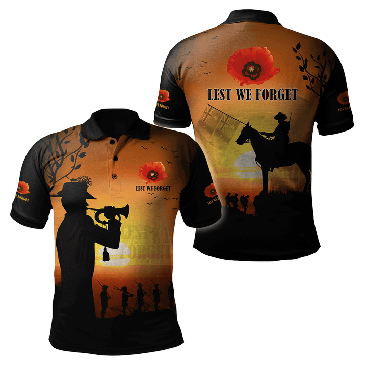 1sttheworld Anzac Day Polo Shirt - Lest We Forget Anzac Day