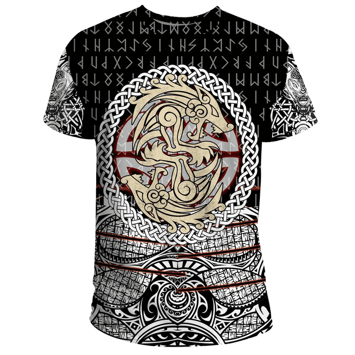Viking T-Shirt - Fenrir Vikings Tattoo Style 3D Style A27