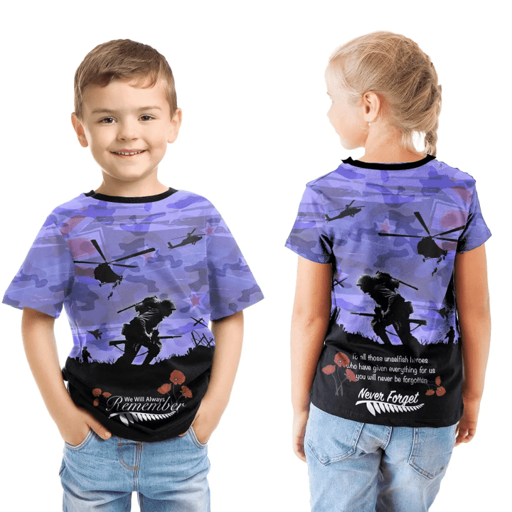 Anzac Day 2023 We Will Always Remember - T-shirt Kid A30