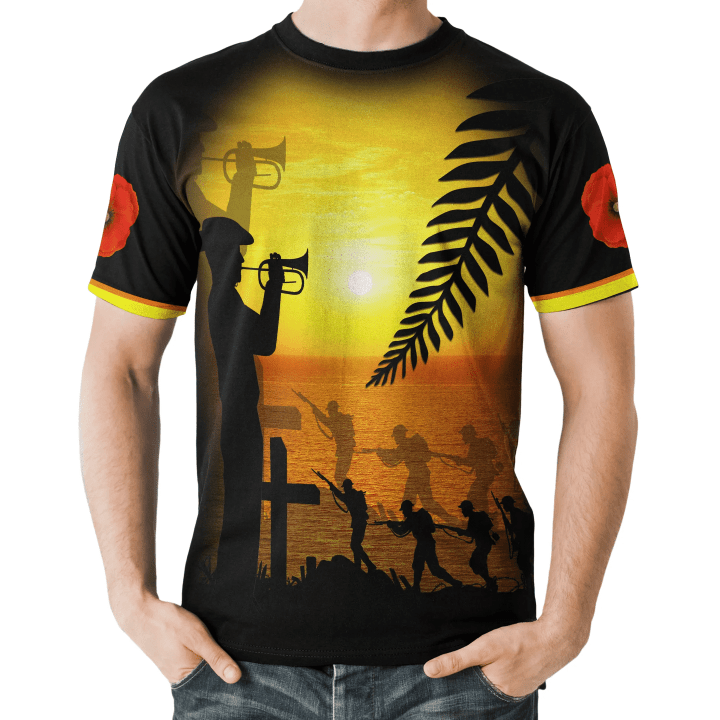 New Zealand T-Shirt - Anzac Day Lest We Forget Sunset - BN39