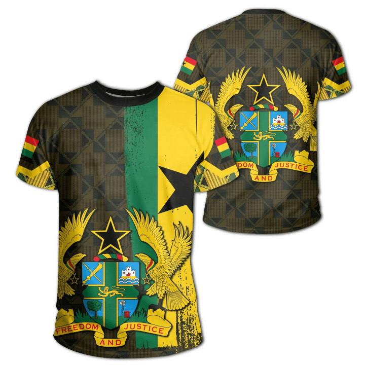 Ghana Coat Of Arm Kente T-Shirt - J4