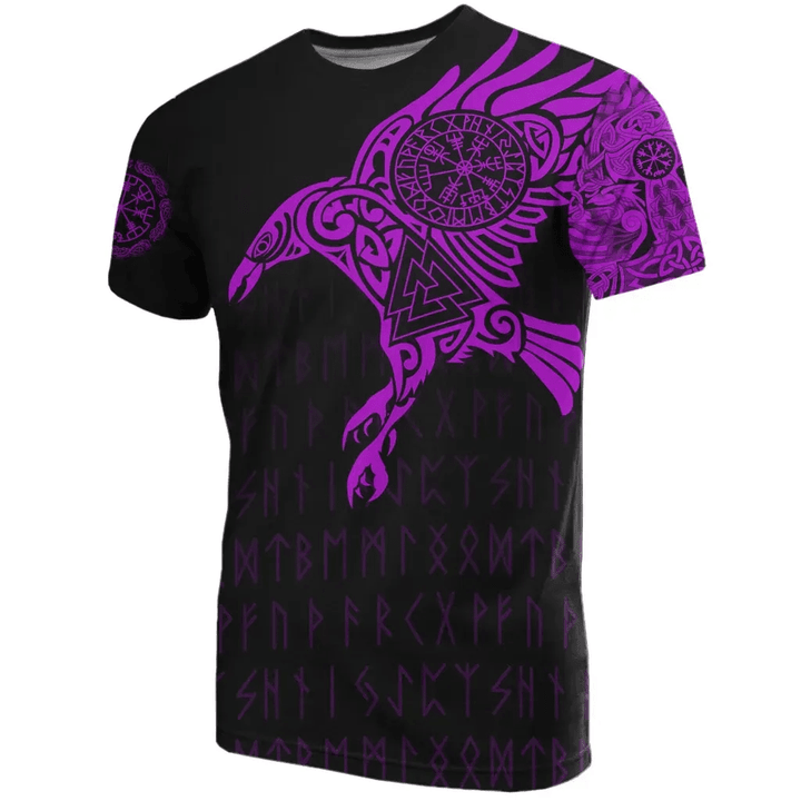 Vikings - The Raven Of Odin Tattoo T-Shirt Purple A7