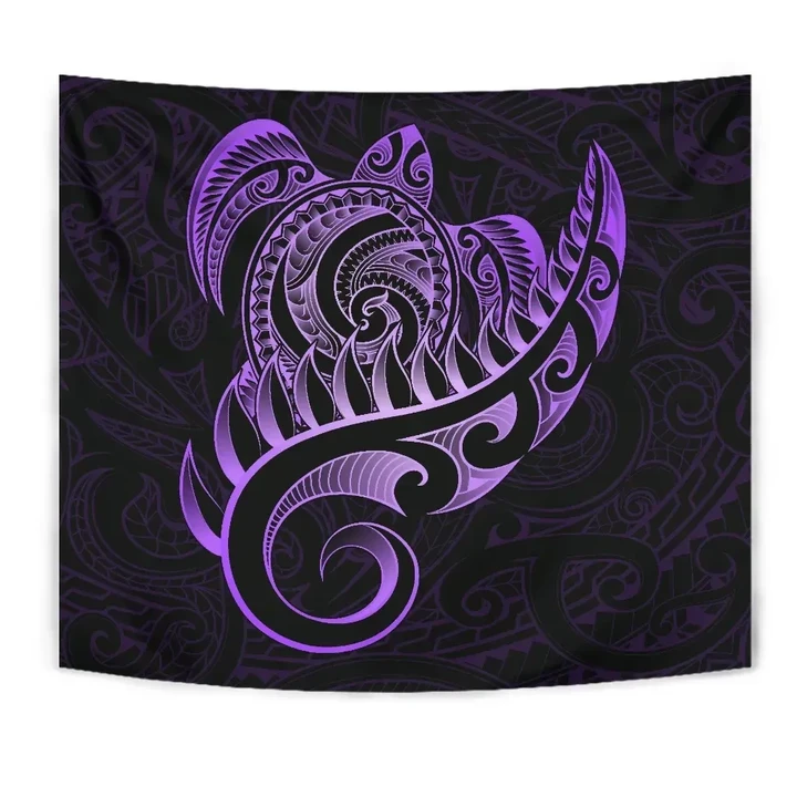 New Zealand Tapestry - Aotearoa Maori Turtle Silver Fern Violet J1