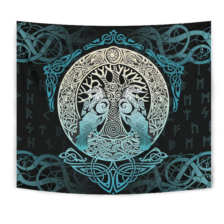 Viking Tapestry Yggdrasil and Ravens A7