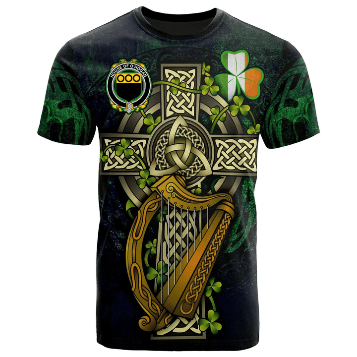 1sttheworld Ireland T-Shirt - House of O'HOGAN Irish Family Crest and Celtic Cross A7
