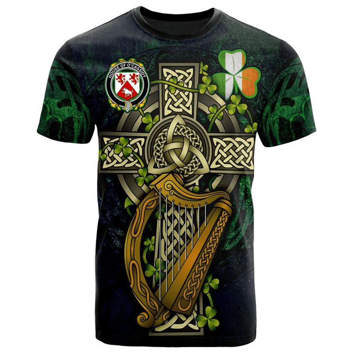 1sttheworld Ireland T-Shirt - House of O'CASSIDY Irish Family Crest and Celtic Cross A7