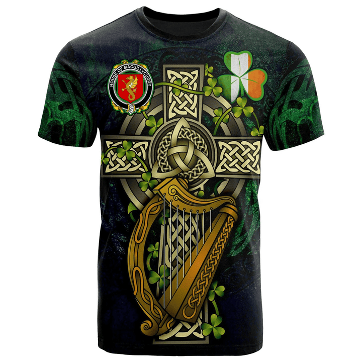 1sttheworld Ireland T-Shirt - House of MACGILLYCUDDY Irish Family Crest and Celtic Cross A7