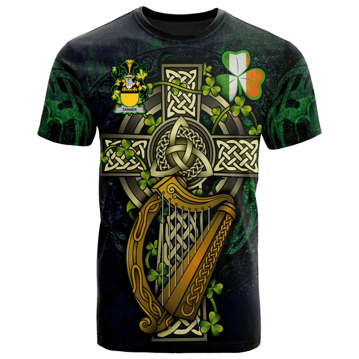 1sttheworld Ireland T-Shirt - Tanner Irish Family Crest and Celtic Cross A7