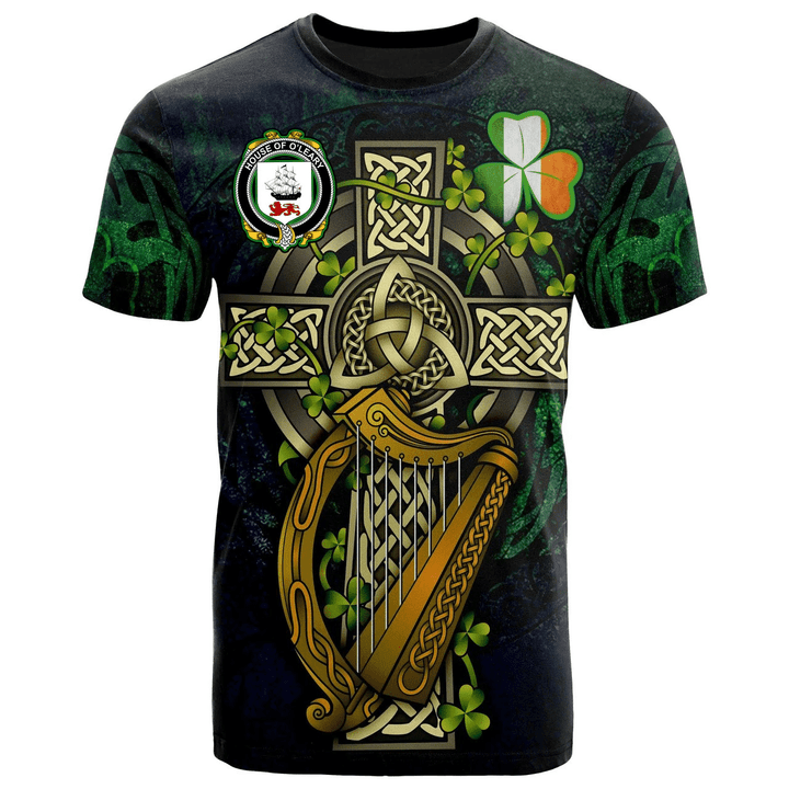 1sttheworld Ireland T-Shirt - House of O'LEARY Irish Family Crest and Celtic Cross A7