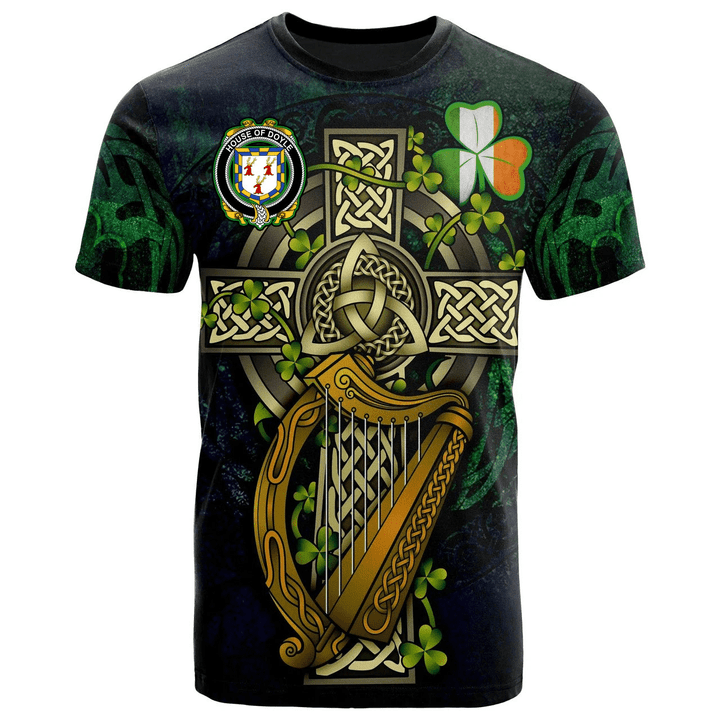 1sttheworld Ireland T-Shirt - House of DOYLE Irish Family Crest and Celtic Cross A7