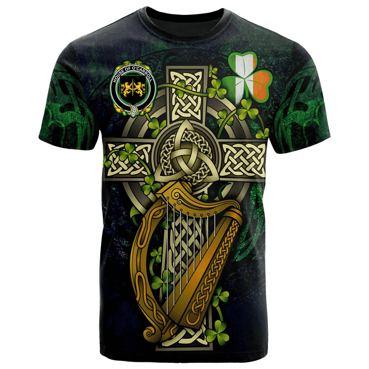 1sttheworld Ireland T-Shirt - House of O'CARROLL Irish Family Crest and Celtic Cross A7